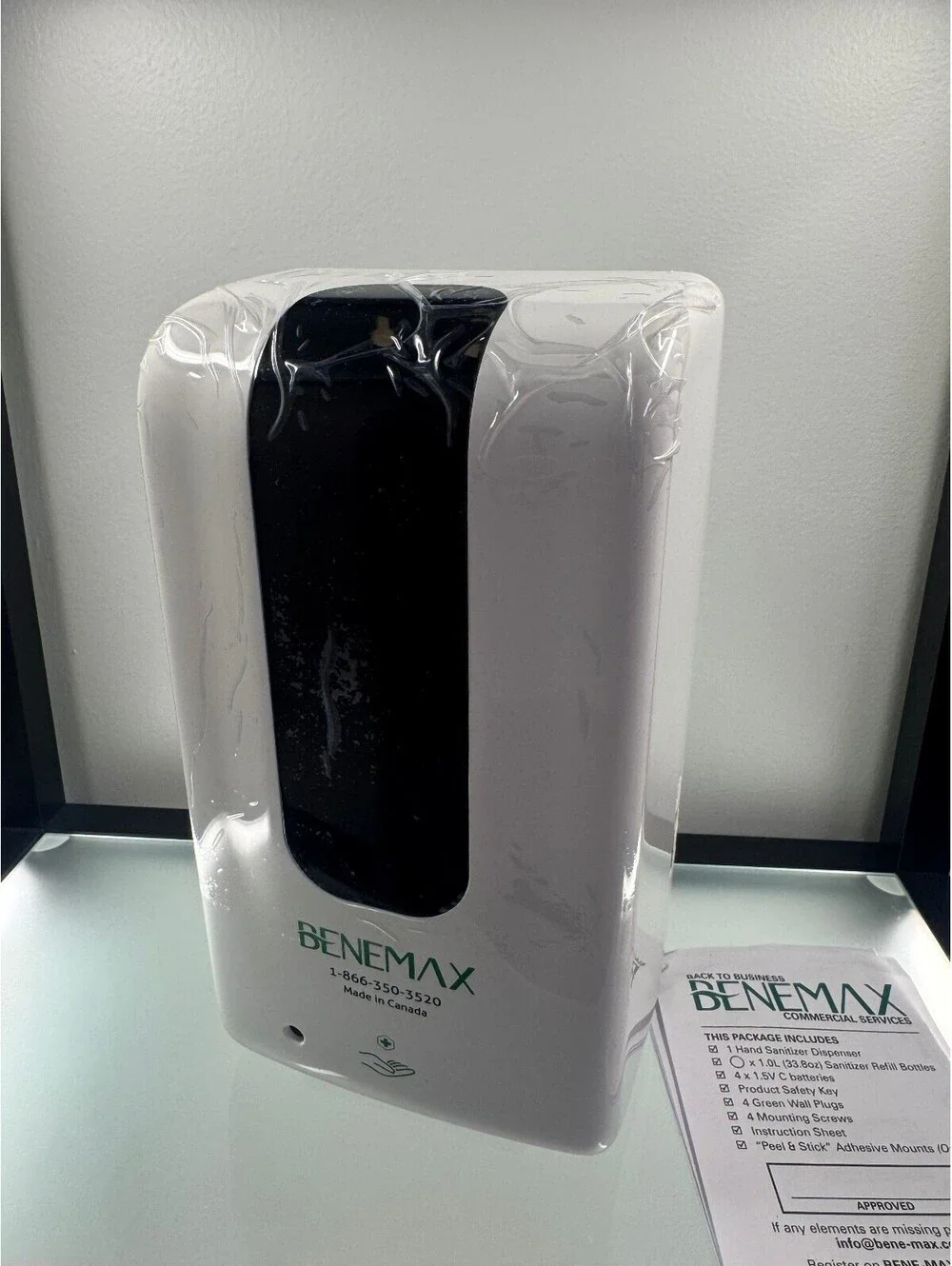 Benemax Wall Mount Touchless Hand Sanitizer Dispenser White